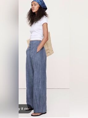 NWT-Banana Republic Relaxed Barrel Ramie Cotton Pant, Size 10